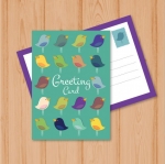 โปสการ์ด Postcard สไตล์การออกแบบดีไซน์โดยใช้กราฟิกลายนกหลากสีทำให้โปสการ์ดดูโดดเด่นมากขึ้น โปสการ์ด ไว้สำหรับ ส่งบทความถึงคนสำคัญ // ตัวอย่างดีไซน์ โปสการ์ด Postcard พิมพ์โปสการ์ด โปสการ์ดสวยๆ Chill Shop Package