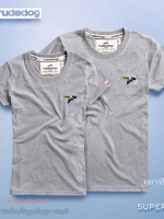 เสื้อยืดแขนสั้นคอกรม รุ่น MIni Super (มินิซุปเปอร์) M สีเทาท็อปดาย