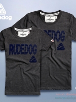 เสื้อยืดแขนสั้น Rudedog รุ่น Fast Lane (ฟาสต์เลน) สีเทาดำ ( Top Black )