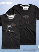 เสื้อยืดผู้หญิง rudedog รุ่น Est.Point สีเทาดำ ไซต์ M