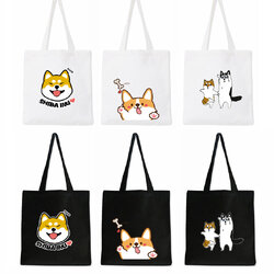 กระเป๋าผ้า canvas สไตล์ญี่ปุ่น ลายน้อนหมาน่ารัก