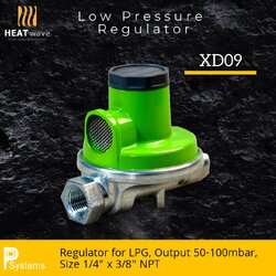 Low Pressure Regulator for LPG, Output 50-100mbar, Size 1/4" x 3/8" NPT