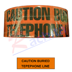 เทปฝังใต้ดิน สีส้ม "CAUTION BURIED TELEPHONE LINE " กว้าง 7.5 ซม.(3นิ้ว) ยาว (305 เมตร)