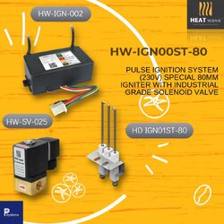HEATwave Pulse Ignition System l ชุดจุดสปาร์คแก๊ส สำหรับหัวเตาอินฟาเรด (เขี้ยวสปาร์คตรงสั้น 80มม + กล่องจุดสปาร์ค + โซลินอยวาล์ว)