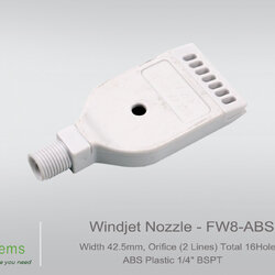 WINDJET NOZZLE, WIDTH 42.5MM, ORIFICE (2 LINES) TOTAL 16HOLES, ABS PLASTIC 1/4" BSPT l หัวฉีดพ่นลม พลาสติก
