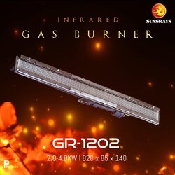 หัวเตาอินฟาเรด SUNSRAYS GR-1202 2.8-4.8kW ชนิดเหล็กหล่อ ขนาด 820x85x140