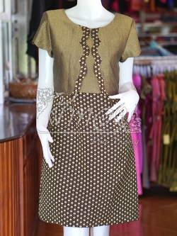 เดรสผ้าฝ้ายสุโขทัยทอลายดอกหวาย ไซส์ S