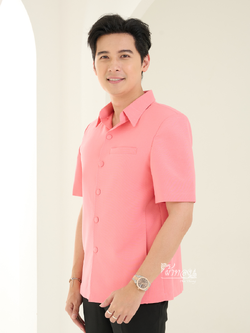 เสื้อผ้าฝ้ายแพรเงิน สีพีช ไซส์ XL