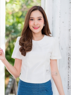 เสื้อผ้าไหมแพรทอง สีขาว ไซส์ 3XL