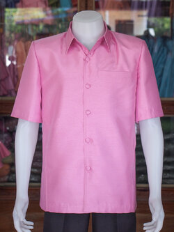 เสื้อผ้าไหมแพรทอง สีชมพูกลีบบัว ไซส์ XL