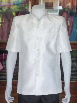 เสื้อสูทไหมมุก สีขาวงาช้าง ไซส์ XL