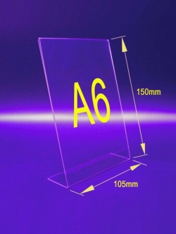ป้ายสอดกระดาษแบบเอียง ตัว L มองได้ด้านเดียว ขนาด A6แนวตั้ง