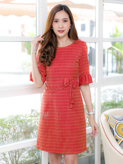 เดรสผ้าทอลายพิกุล ไซส์ L