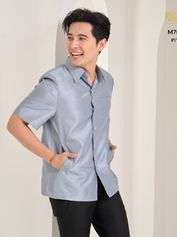 เสื้อผ้าไหมแพรทอง สีเทาเงิน ไซส์ S