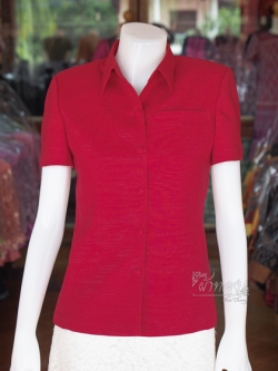 เสื้อผ้าฝ้ายแพรเงิน สีแดง ไซส์ M