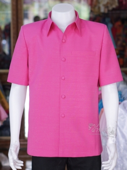 เสื้อผ้าฝ้ายแพรเงิน สีบานเย็น ไซส์ XL