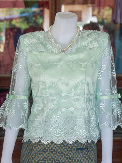 เสื้อลูกไม้ สีเขียวมิ้นท์ ไซส์ L