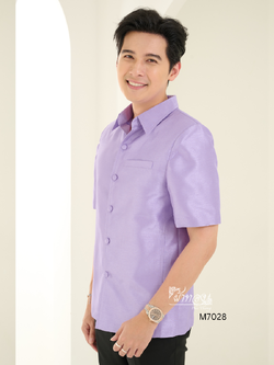 เสื้อผ้าไหมแพรทอง สีม่วง ไซส์ XL