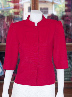 เสื้อผ้าฝ้ายแพรเงิน สีแดง ไซส์ M