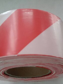 เทปกั้นเขต สีแดงขาว กว้าง 7 ซม. ( 3 นิ้ว ) ยาว 500 เมตร ไม่มีกาว