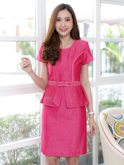 เดรสผ้าฝ้ายสุโขทัยแต่งเดินไหม ไซส์ S