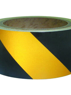 REFLECTIVE TAPE เทปตีเส้น สะท้อนแสง สีเหลือง-ดำ กว้าง 2 นิ้ว ยาว 20 เมตร
