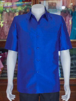 เสื้อสูทไหมมุก สีน้ำเงิน ไซส์ XL