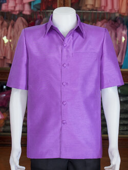 เสื้อผ้าไหมแพรทอง สีม่วงเข้ม ไซส์ XL