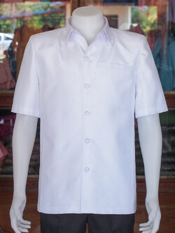 เสื้อผ้าไหมแพรทอง สีขาวโอโม่ ไซส์ XL