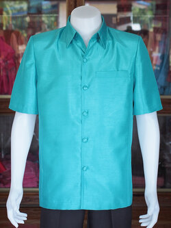 เสื้อผ้าไหมแพรทอง สีเขียว ไซส์ XL