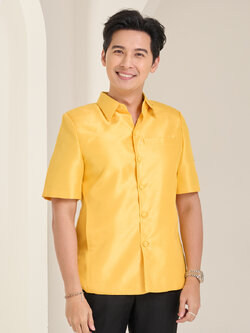 เสื้อผ้าไหมแพรทอง สีเหลือง ไซส์ XL