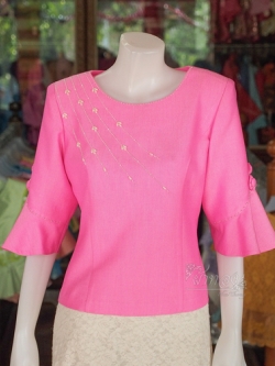 เสื้อผ้าฝ้ายสุโขทัย ปักมุกระย้า ไซส์ S