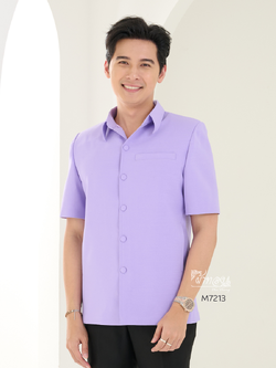 เสื้อผ้าฝ้ายแพรเงิน สีม่วง ไซส์ XL