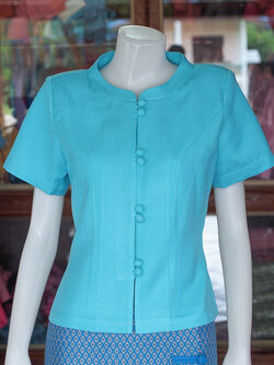 เสื้อผ้าฝ้ายสุโขทัย สีฟ้า ไซส์ M