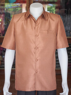 เสื้อผ้าไหมแพรทอง สีน้ำตาล ไซส์ XL