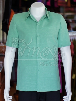 เสื้อผ้าฝ้ายแพรเงิน สีเขียว ไซส์ XL