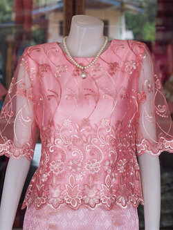 เสื้อลูกไม้ สีชมพูโอรส ไซส์ S