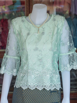 เสื้อลูกไม้ สีเขียวมิ้นท์ ไซส์ 3XL