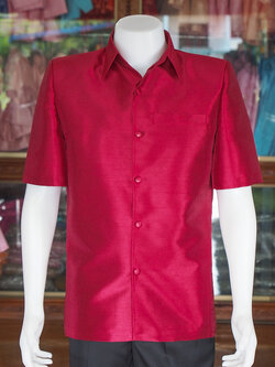 เสื้อสูทไหมมุก สีแดง ไซส์ XL