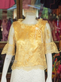 เสื้อลูกไม้ สีเหลืองทอง ไซส์ S