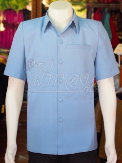 เสื้อผ้าฝ้ายผสม สีฟ้าเทา ไซส์ XL