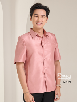 เสื้อผ้าไหมแพรทอง สีกะปิ ไซส์ 2XL