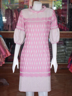 เดรสผ้าฝ้ายครามลายมัดหมี่ ไซส์ L