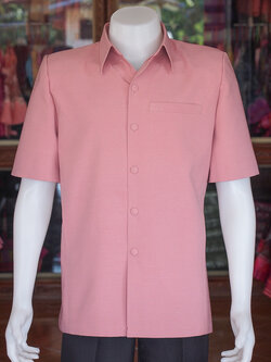 เสื้อผ้าฝ้ายแพรเงิน สีชมพูกะปิ ไซส์ XL