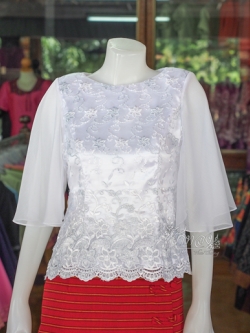 เสื้อลูกไม้ สีขาว ไซส์ 3XL