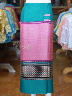 ผ้าถุงป้าย ผ้าทอลายชวนชม เอว 30 นิ้ว