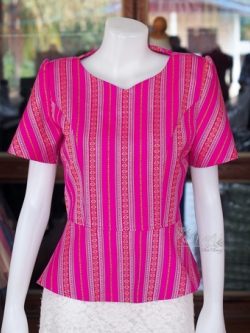 เสื้อผ้าทอลายมุกใหญ่ สีบานเย็น ไซส์ L