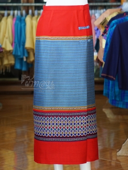 ผ้าถุงป้าย ผ้าทอลายชวนชม เอว 28 นิ้ว