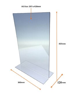 ป้ายสอดกระดาษ A3 แนวตั้ง แบบตั้งตรง