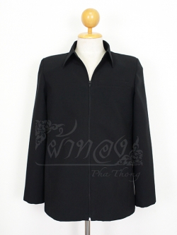 เสื้อซิปผ้าโอซาก้าสีดำแขนยาว ไซส์ 2XL